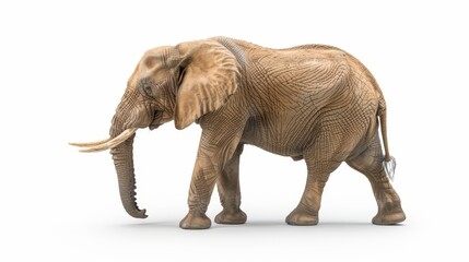 Fototapeta premium Stunning african elephant gracefully isolated on a pristine white background, showcasing its beauty
