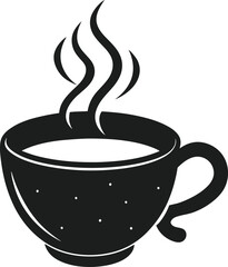 Steaming Coffee Cup Silhouette – Elegant Hot Beverage Vector