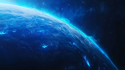 Obraz premium Mesmerizing Space View of the Earth with Glowing Aurora image