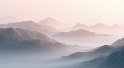 Obraz premium Soft misty mountains creating a serene atmosphere.