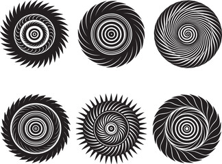 spiral vector illustration black silhouette bundle set