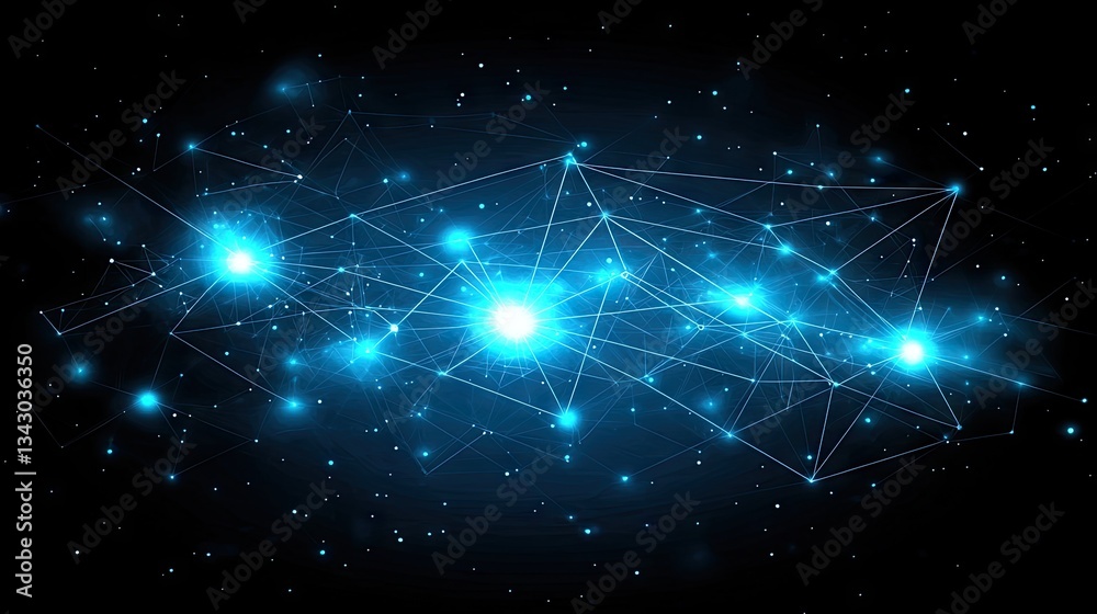 Sticker abstract connection digital network lights glow in the cosmos, signifying technology and innovation