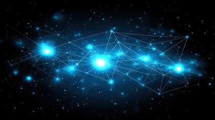 Fototapeta premium Abstract Connection Digital network lights glow in the cosmos, signifying technology and innovation