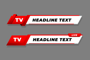 Set banners and lower thirds for news channel with red and white color