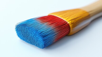 3D art brush icon with multicolored bristles on white background