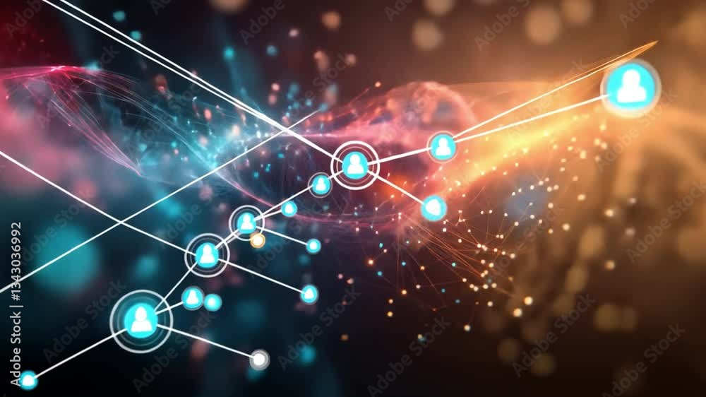 Poster network of connections: an artistic representation of interconnected nodes and lines depicting the i