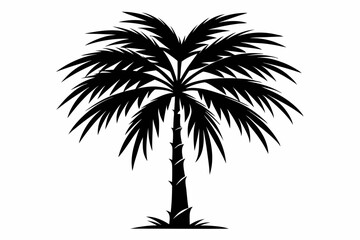 Obraz premium bamboo palm on a vase line art silhouette vector illustration