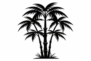 Obraz premium bamboo palm on a vase line art silhouette vector illustration