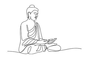 Serene Buddha Line Art Meditation, Enlightenment, Peace, Spirituality