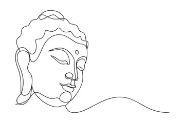 Serene Buddha Head, Single Line Art, Minimalist Drawing, Peaceful, Spiritual, Meditation, Enlighten