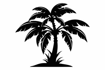 Obraz premium banana tree line art silhouette vector illustration