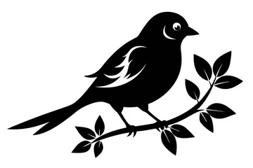 Fototapeta premium bird on a branch line art silhouette vector illustration