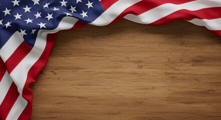 Obraz premium American Flag Draped on Rustic Wooden Background