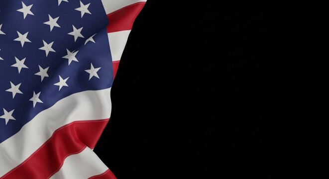 Vintage American Flag on Black Background Patriotic Design Template