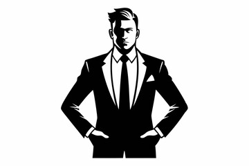 businessman line art silhouette vector illustration