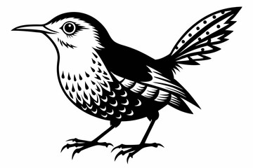 Fototapeta premium cactus wren line art silhouette vector illustration