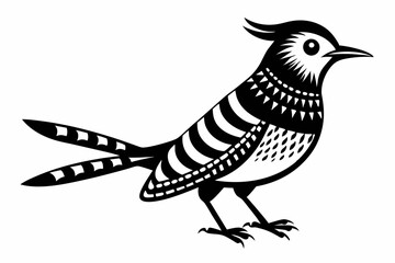 cactus wren line art silhouette vector illustration
