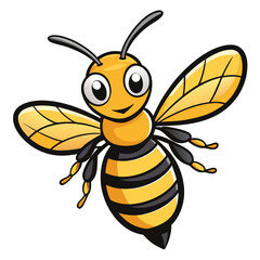 Adorable Kawaii Bee with Cute Expressions Flat Art
