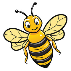 Happy Bee Mascot with Yellow and Black Stripes