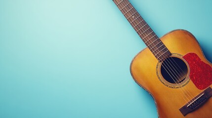 Obraz premium Music Brown Acoustic View Room Pick Right Text Guitar