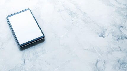 A high-end editorial layout featuring a visually striking algorithm chart displayed on a sleek digital device, placed on an elegant marble surface. The soft shadows and highlights create a luxurious