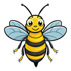 Flying Bee with Transparent Wings Wildlife Illustration