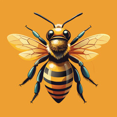 Digital Vector of a Friendly Cartoon Bee Character
