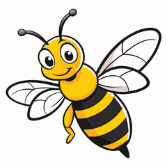 Hand Drawn Cute Bee with Honeycomb Background