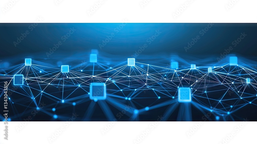 Wall mural digital network connecting nodes. conceptual technology background for future communication