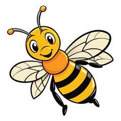 Smiling Bumblebee with Blue Wings Adorable Cartoon Design