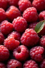 Vibrant assortment of fresh raspberries on display, isolated, sweet