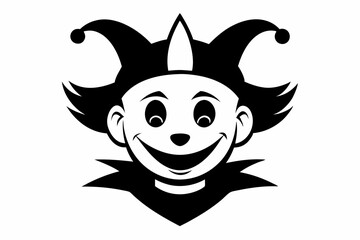 clown head line art silhouette vector illustration