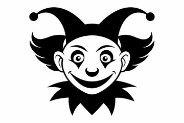 clown head line art silhouette vector illustration