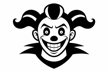 clown head line art silhouette vector illustration