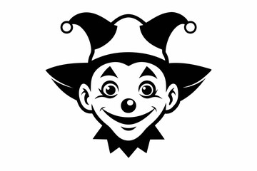 clown head line art silhouette vector illustration