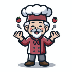 Elderly Chef Juggling Tomatoes