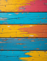 Obraz premium Brightly Colored Painted Wood - Bold & Artistic