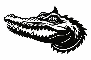 crocodile head line art silhouette vector illustration