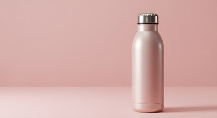 Reusable Water Bottle Mockup in Soft Pink Setting for Product Display