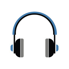 Flat headphone icon. Headphone headset vector illustration on white background. 