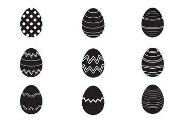 Easter eggs silhouette vector .set of easter egg 