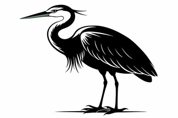 egret bird line art silhouette vector illustration