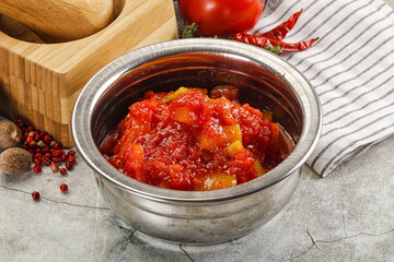 Homemade Lecho with tomato and paprika