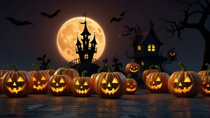 halloween background with pumpkins