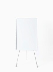 an image of a white board on a stand with a white background, there is a white board on a stand with a white background
