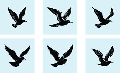 Obraz premium Flying Seagull Silhouette vector