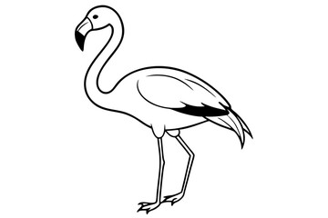 Obraz premium flamingo line art silhouette vector illustration
