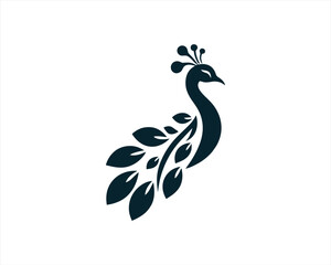 Fototapeta premium Peacock logo design icon symbol vector illustration. Peacock bird vector template.