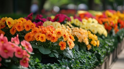 Bright and Colorful Flower Garden Display in Spring Season