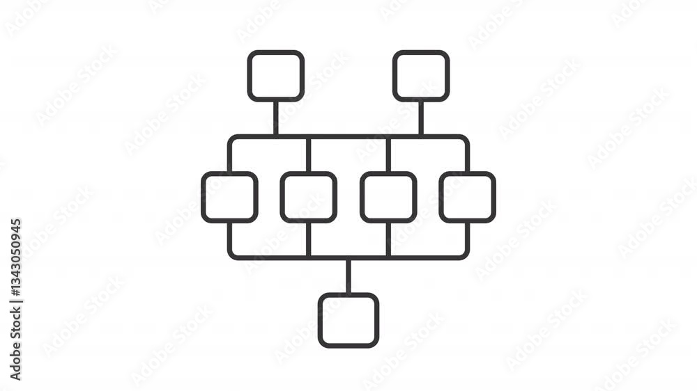 Poster epc diagram line animation. decision tree animated icon. chart blocks showing up. hierarchy structur